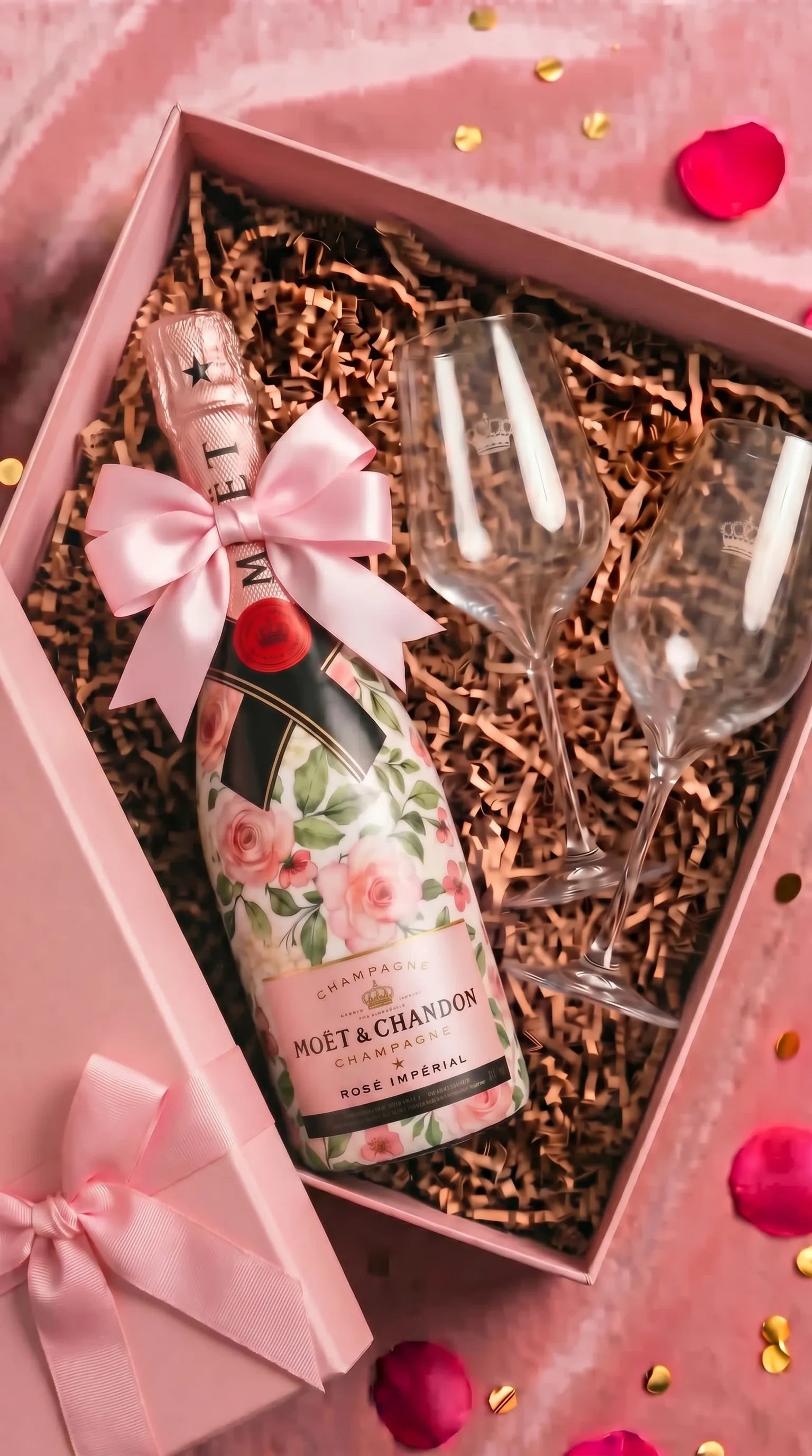 darkova sada moet chandon rose v dekoru ruze