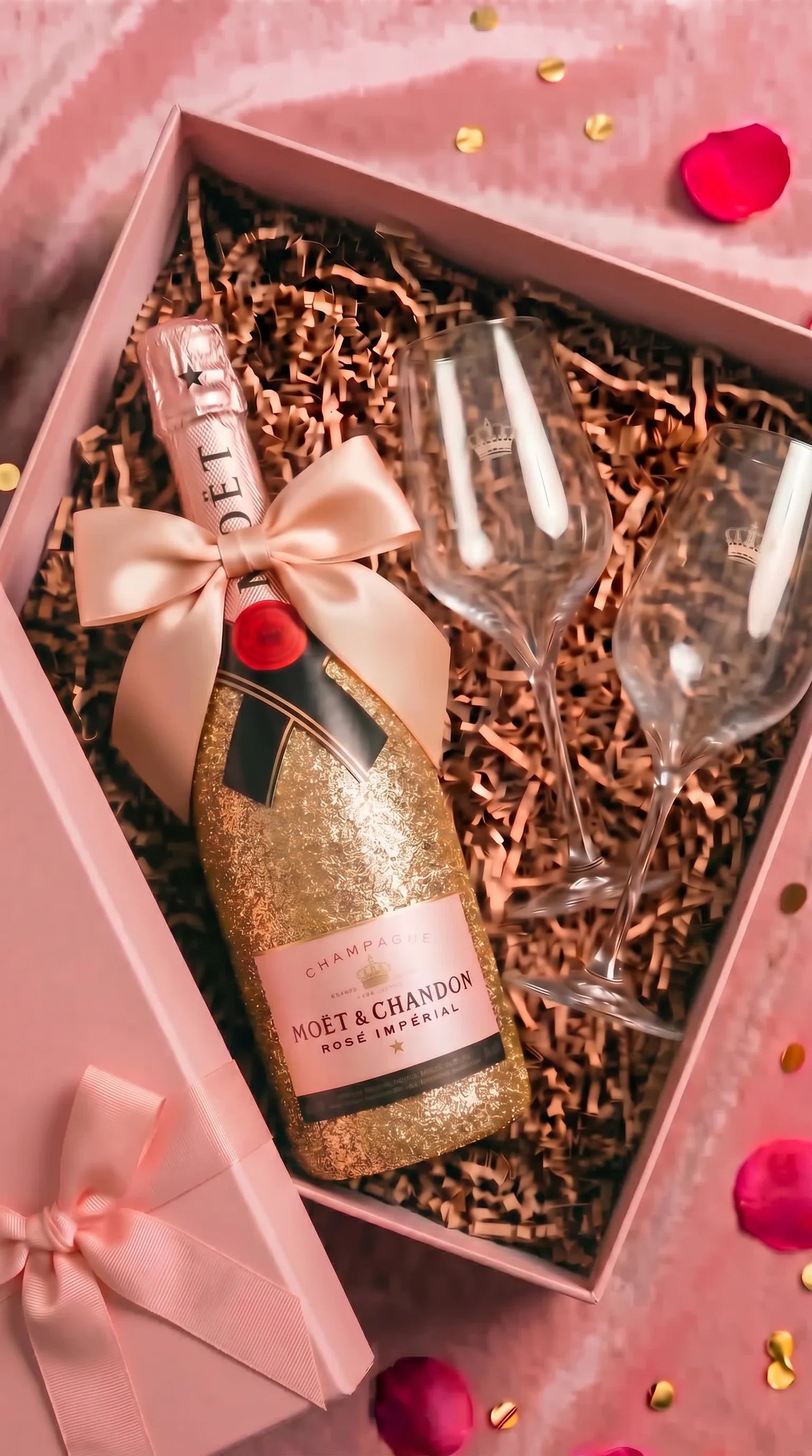 darkova sada moet chandon rose ve zlatych trpytkach 