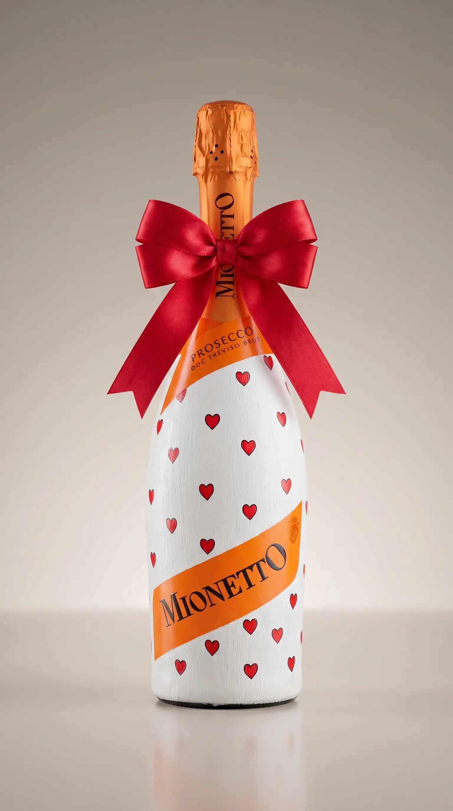 Mionetto Prosecco Prestige DOC Brut – Dárková zdobená lahev srdíčky