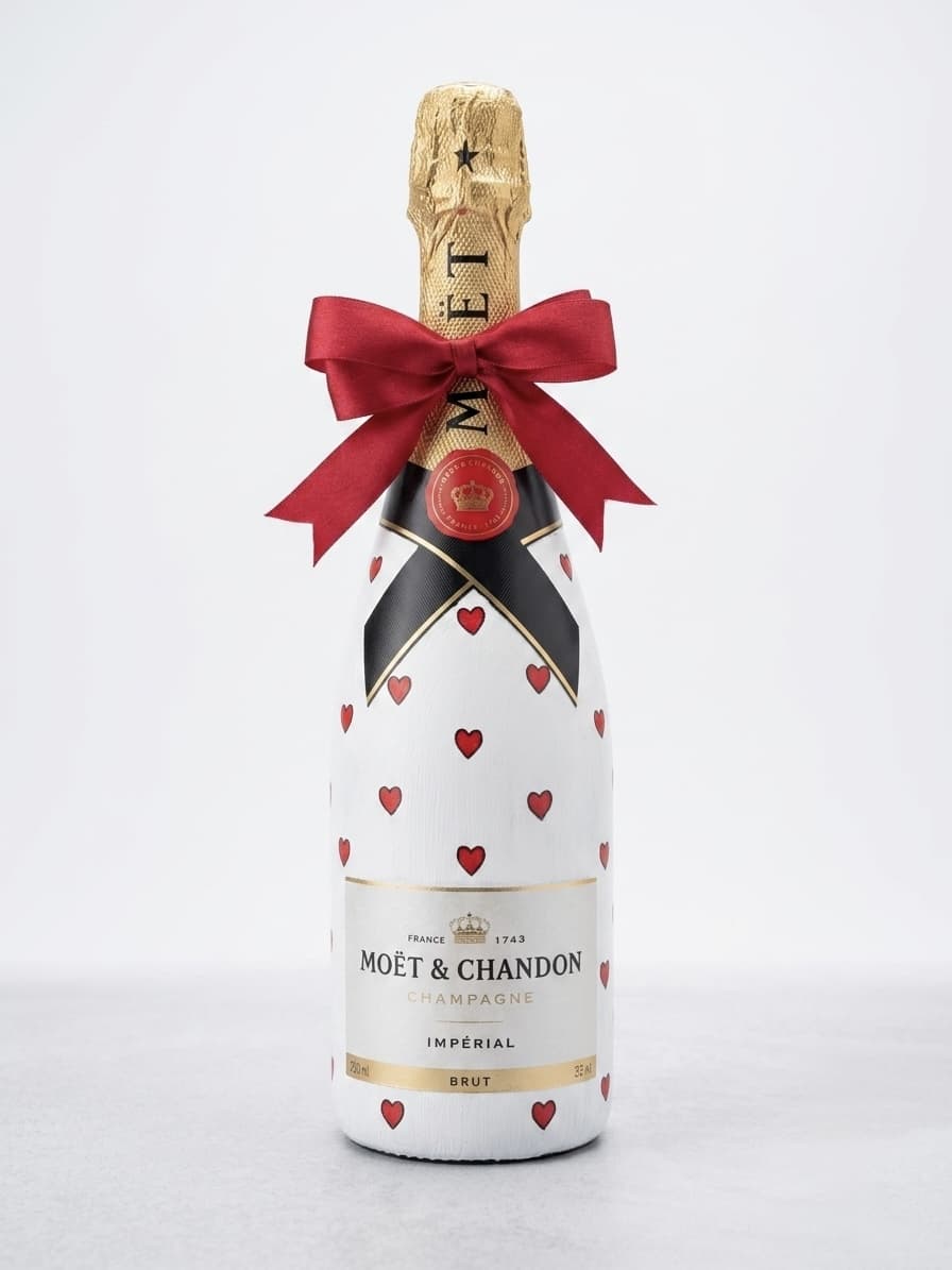 Moët & Chandon Brut – Dárková zdobená lahev srdíčky | DressBottle