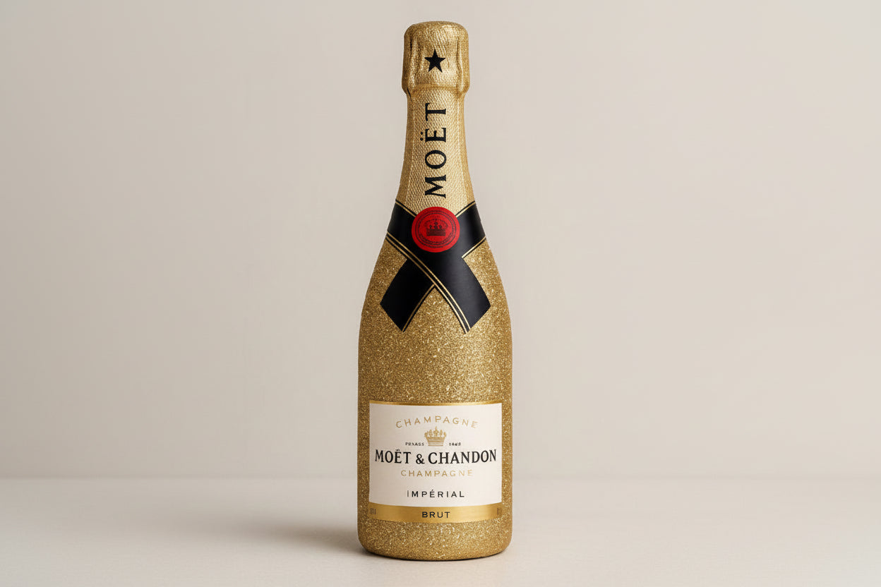 Lahev Moët & Chandon se zlatými třpytkami