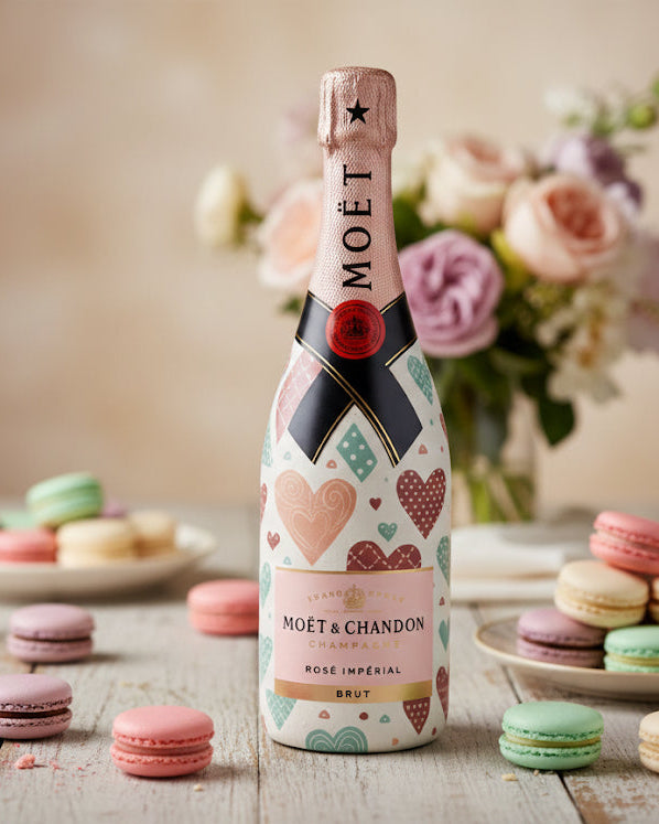 Moët & Chandon Rosé 0,75l – zdobená lahev barevná srdce