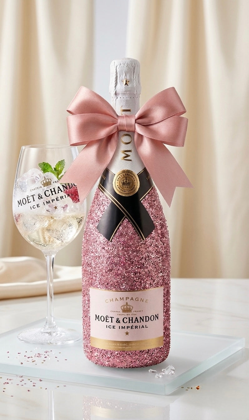 Moet Chandon ice imperial v růžových třpytkách