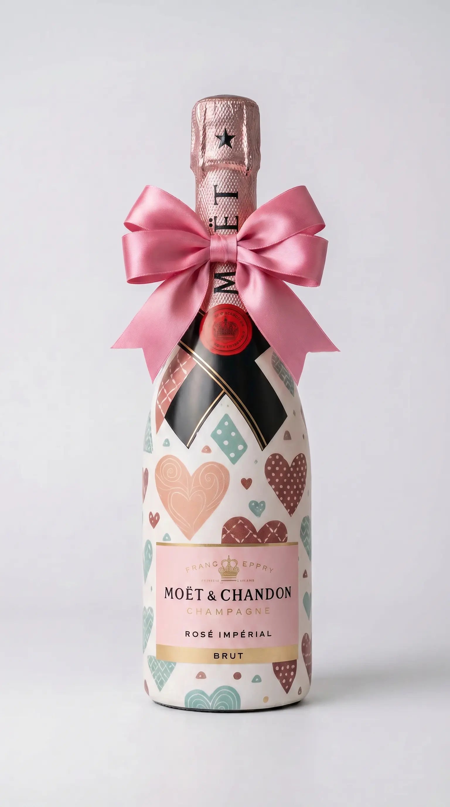 Moët & Chandon Rosé – Dárková zdobená lahev barevná srdce