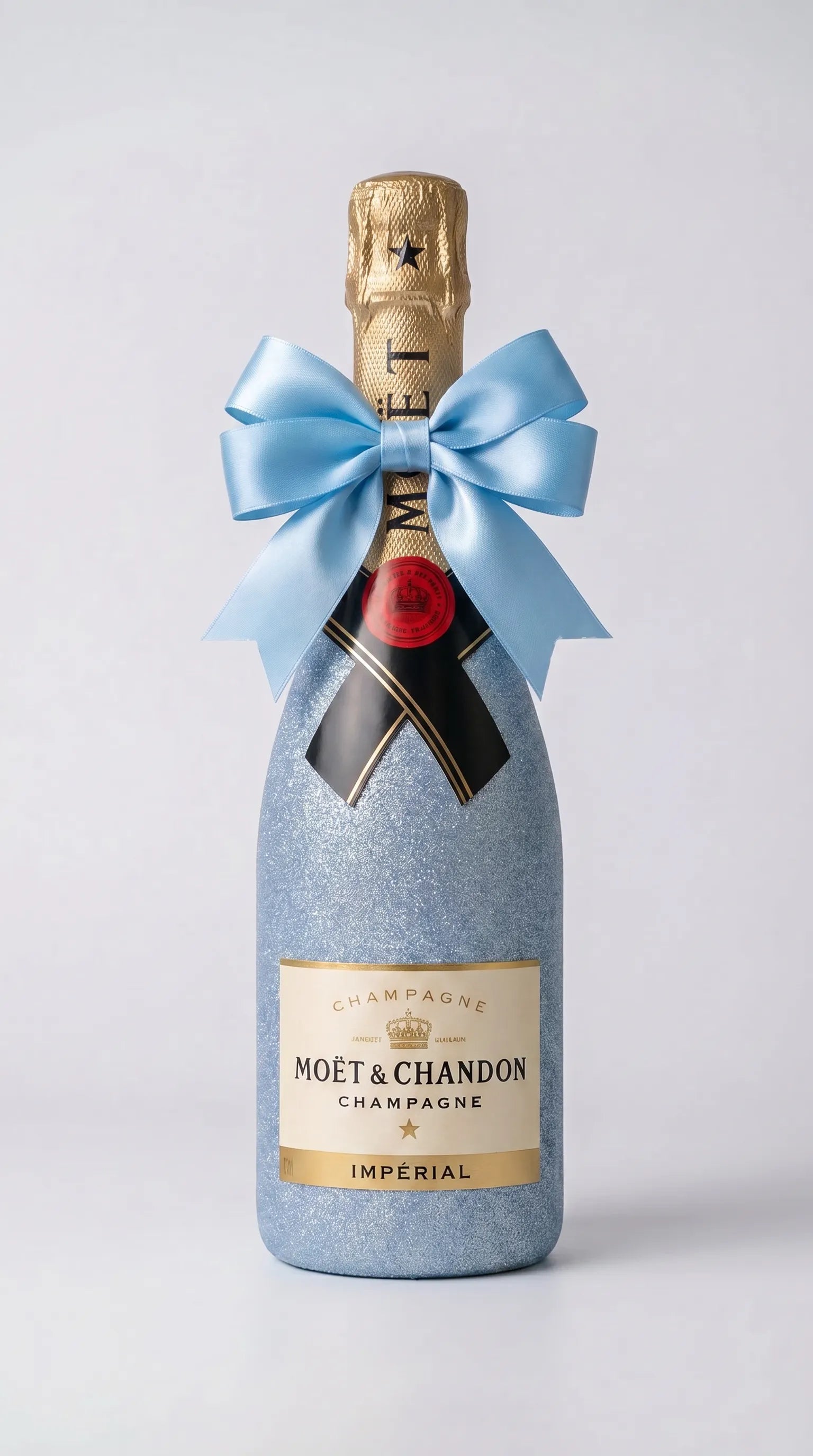 Moët & Chandon Brut – Svěle modrá dárková zdobená lahev