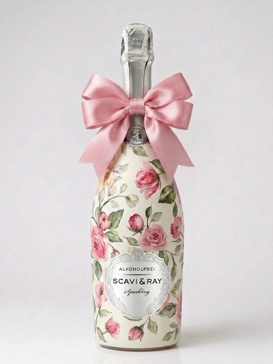 SCAVI&RAY Spumante Alcohol Free – dárková zdobená lahev s růží