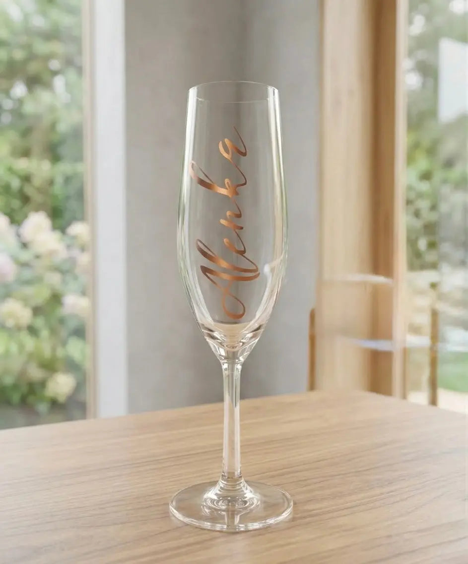 Sklenička na šampaňské 220 ml s vlastním textem DressBottle