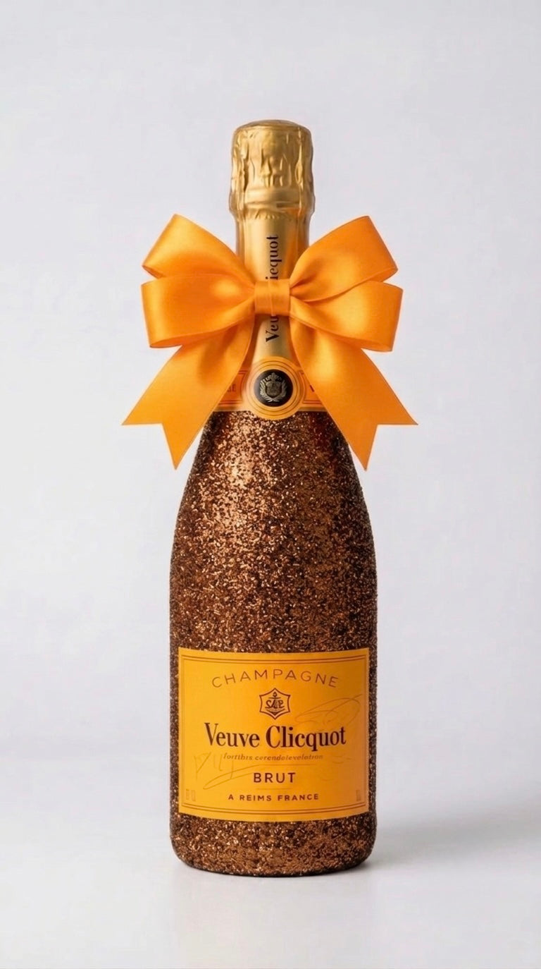 Veuve Clicquot Brut – Hnědá třpytivá zdobená lahev šampaňského | DressBottle