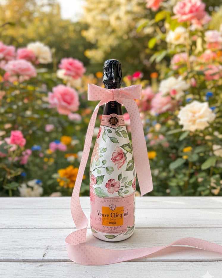Veuve Clicquot Rosé 0,75l – zdobená lahev růže