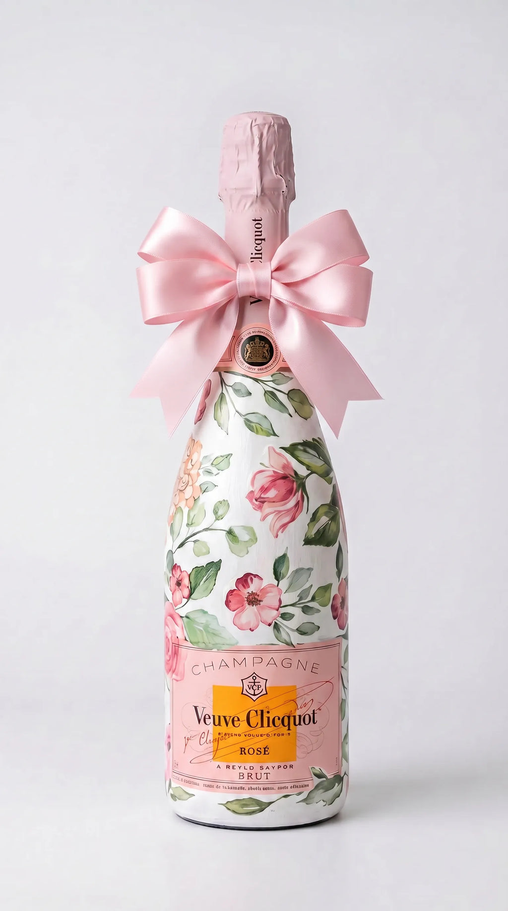 Veuve Clicquot Rosé – Dárková zdobená lahev s růží
