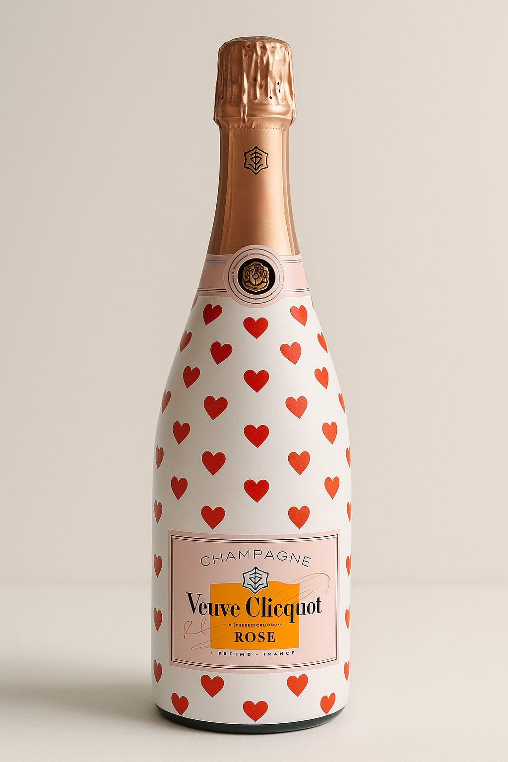 Veuve Clicquot Rosé s motivem srdíček