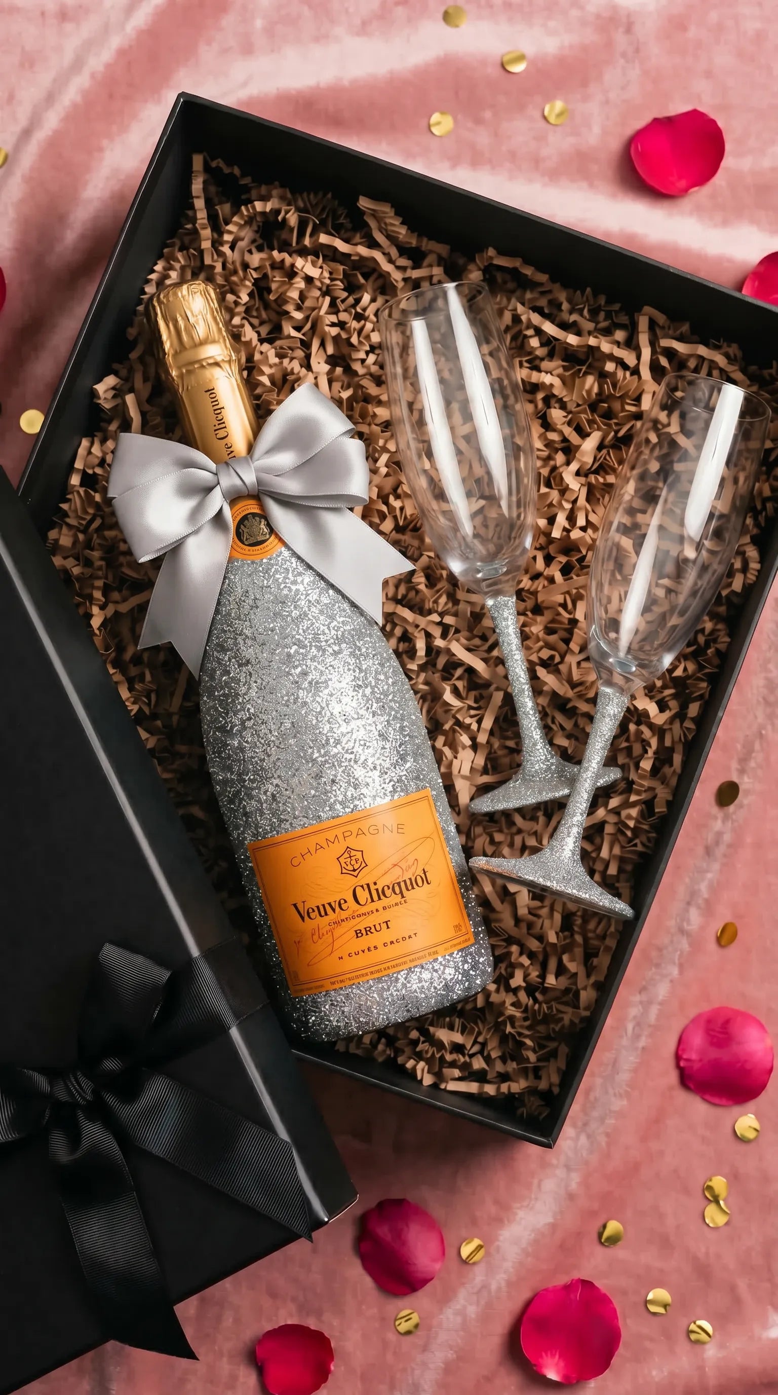 Dárková sada Veuve Clicquot – Třpytivá lahev + skleničky dle výběru