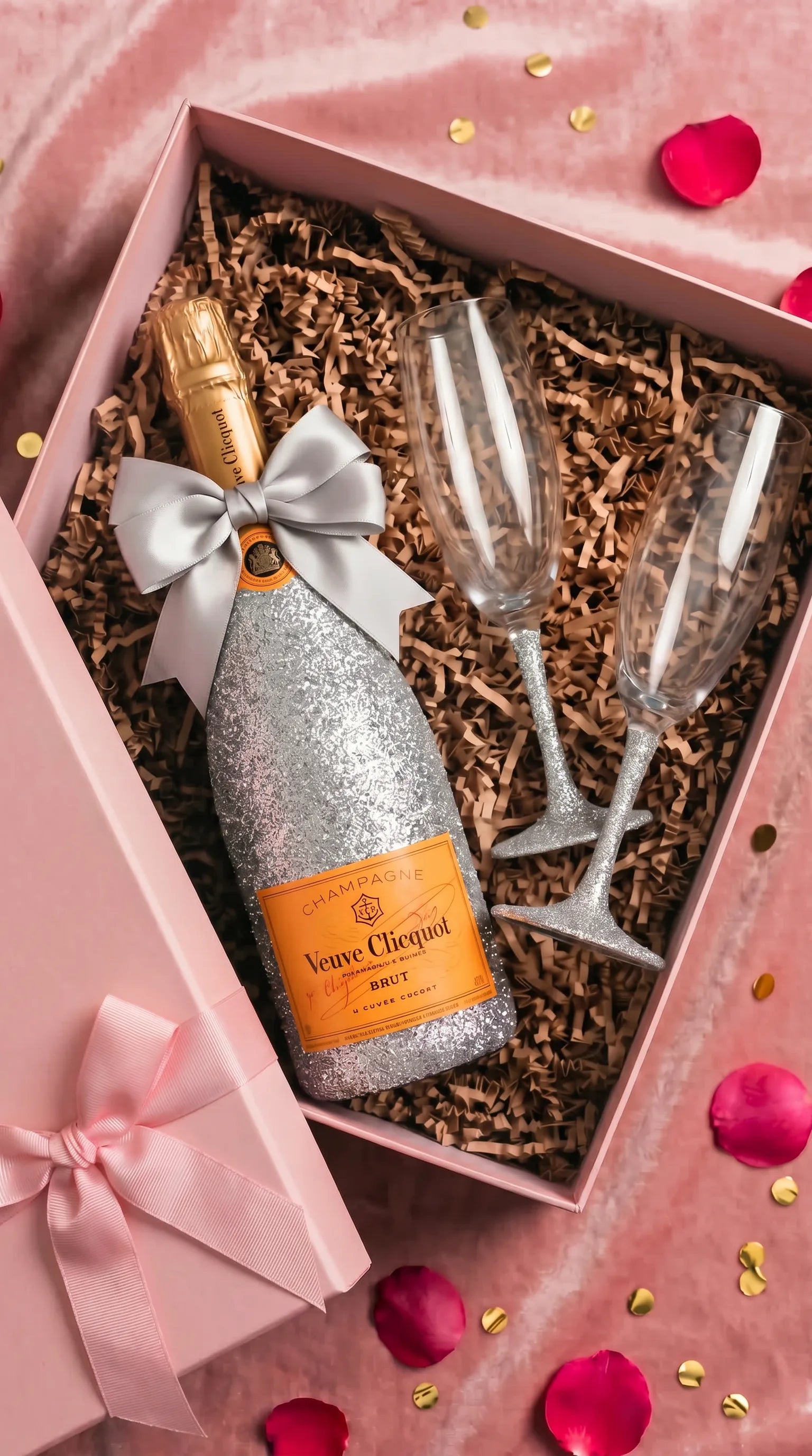 Dárková sada Veuve Clicquot – Třpytivá lahev + skleničky dle výběru